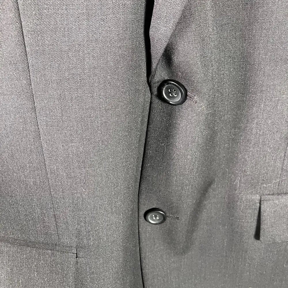 Pronto Uomo Platinum Black‎ Wool Suit 42L Jacket 35W Pants Career Professional